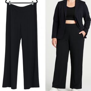 Athleta Travel Work Athletic Casual Essential Cosmic Wide Leg Pants Black 16T